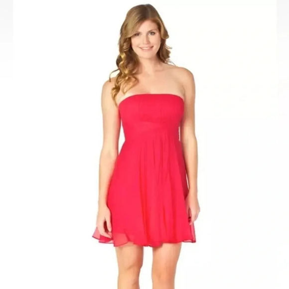 BCBGMAXAZRIA Duran Ruby Red 100% Silk Cocktail Dress Mini Chiffon Size 4 Small - Picture 5 of 5